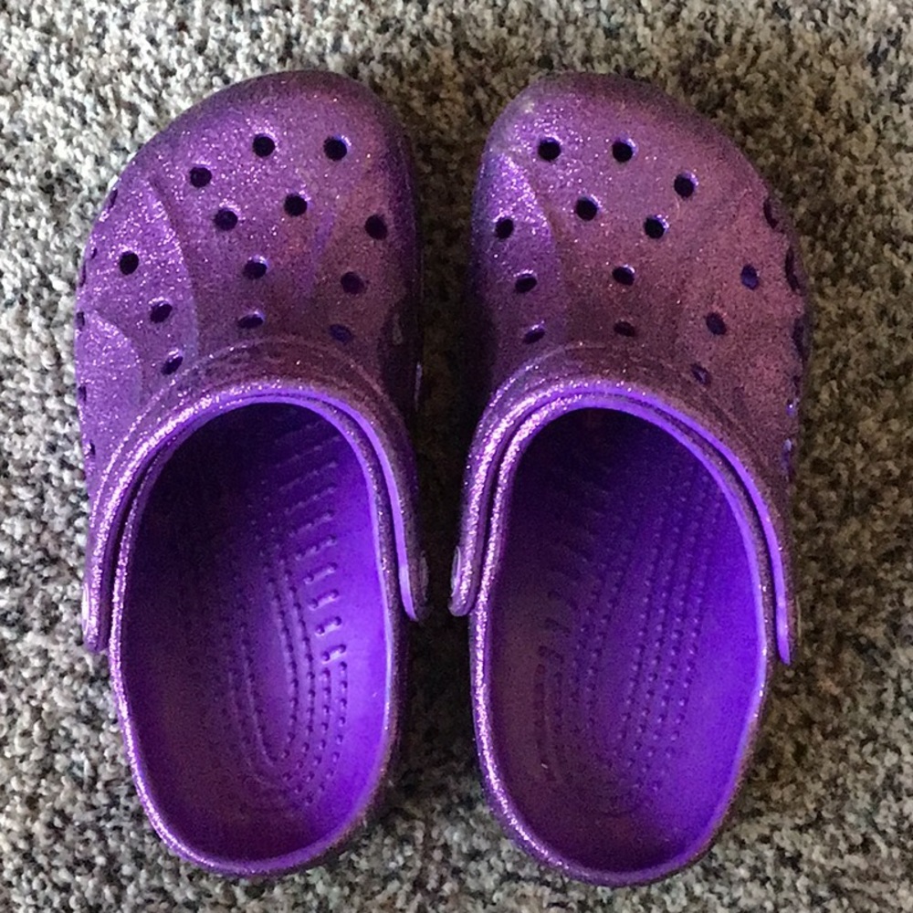Purple glitter Crocs